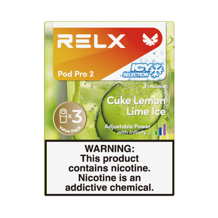 RELX Pod Pro 2 Infinity 3 Pods 3% Nicotine Bulk Buy Wholesale - Cuke Lemon Lime Ice - Image 1