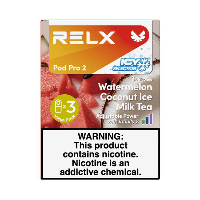 RELX Pod Pro 2 Infinity 3 Pods 3% Nicotine Bulk Buy Wholesale - Watermelon Coconut Ice Milk Tea - Image 1